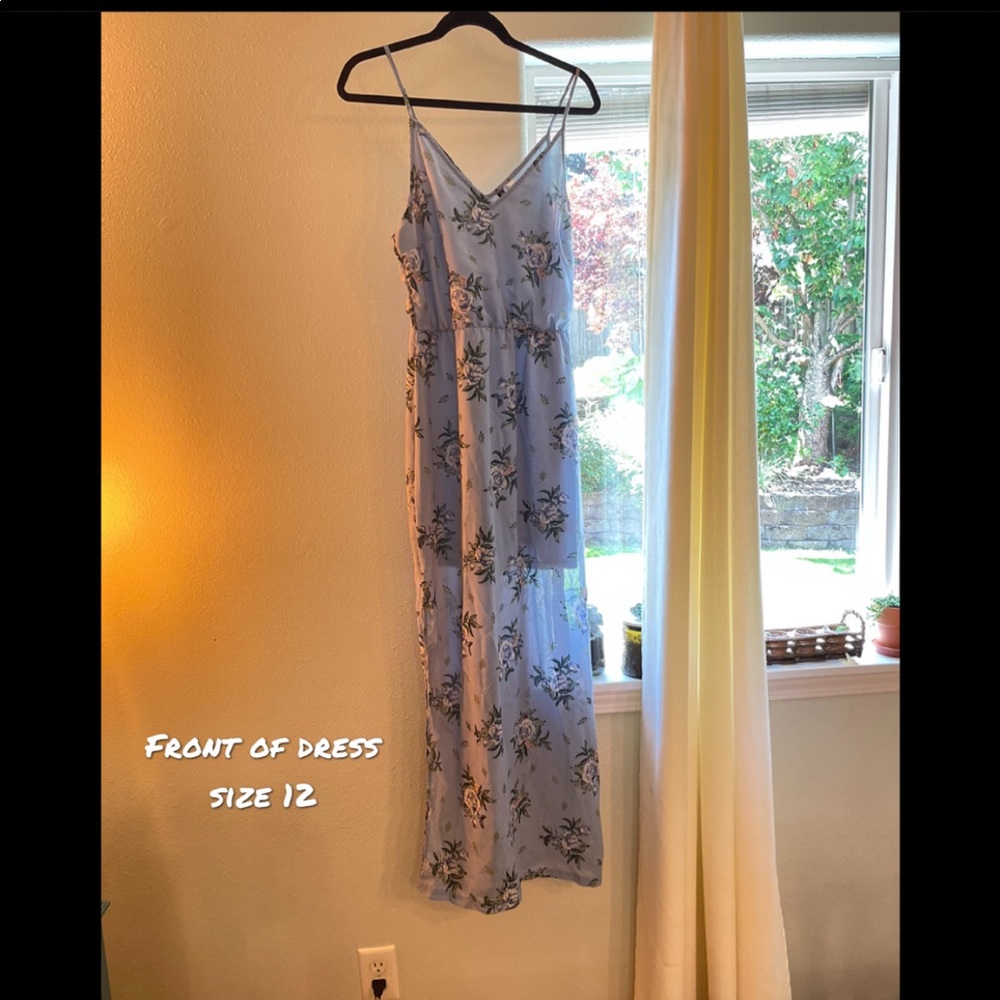 Light blue floral sun dress / semi-formal dress
